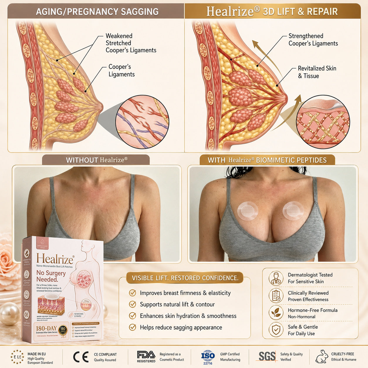Healrize® Nano-Microneedle Bust Lift Patches ✨ — No Surgery Needed. For a firmer, fuller, more lifted-looking bust contour & renewed feminine confidence 💖