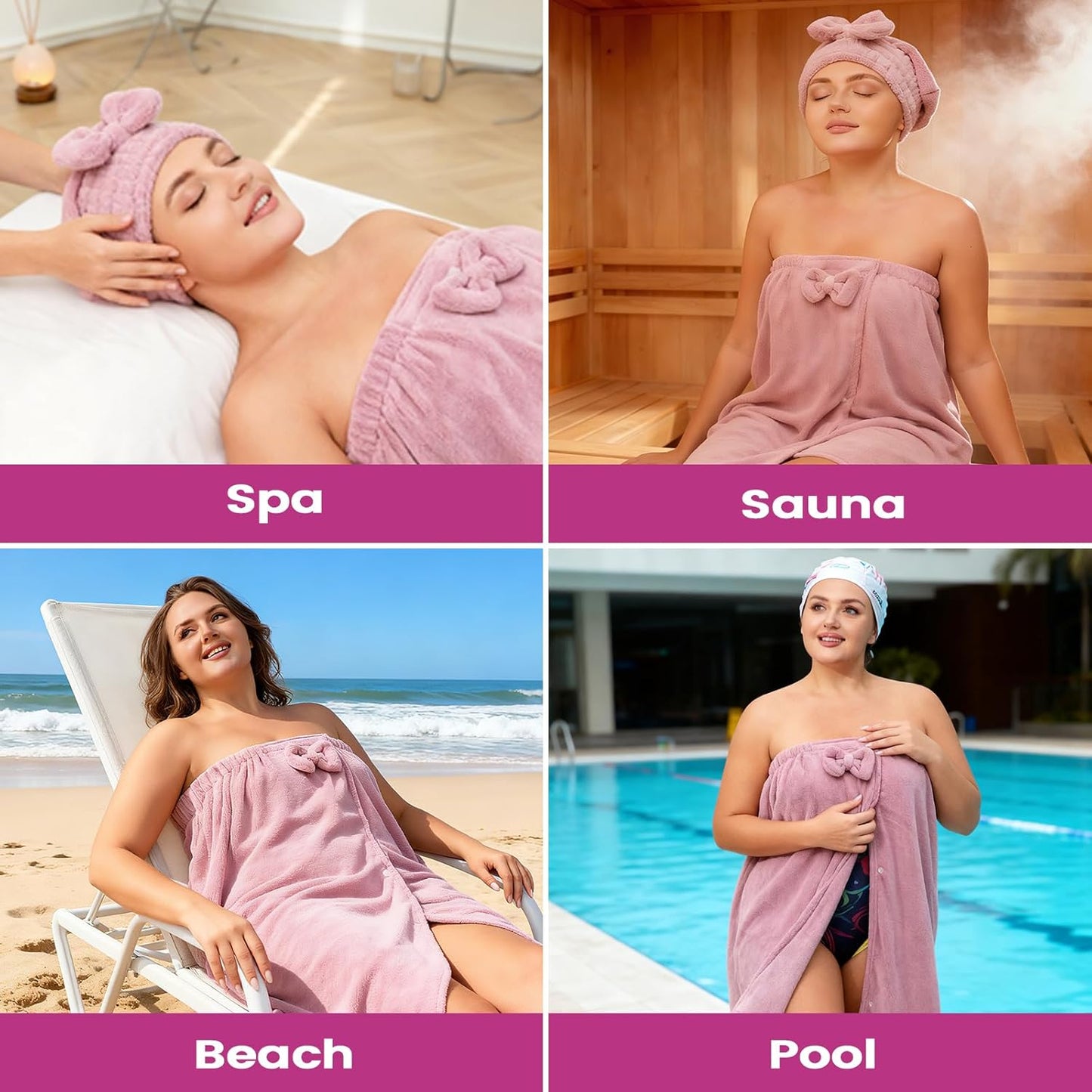 🔥Sfrcord® Women's Plus-Size Bath Towel Wrap Set (Includes Hair Drying Towel)🛀