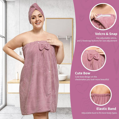 🔥Sfrcord® Women's Plus-Size Bath Towel Wrap Set (Includes Hair Drying Towel)🛀