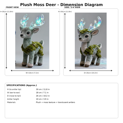 Plush Moss Deer — “Aurora Grove” (Collector Fantasy Plush)